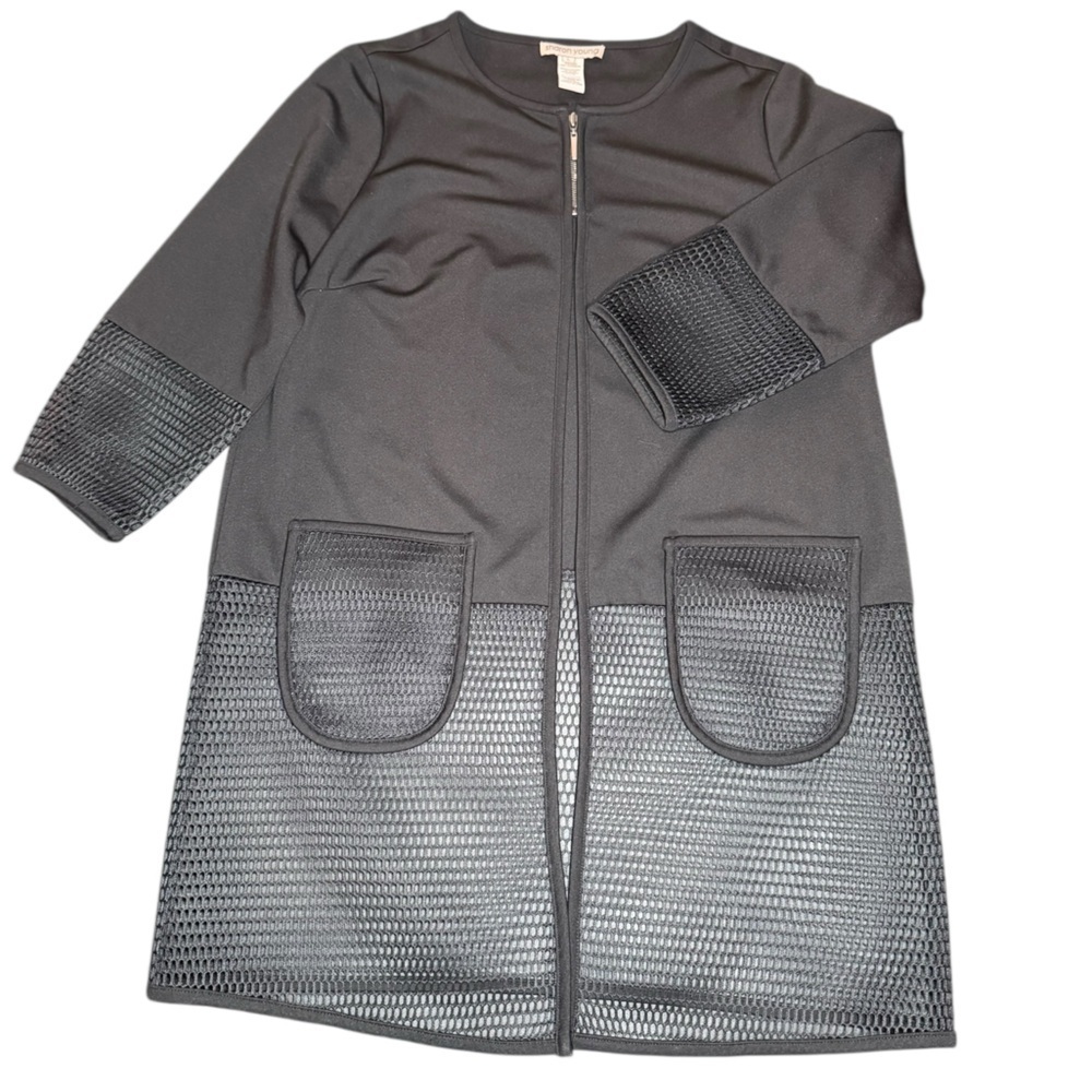 Sharon Young Black Mixed Media Modern Jacket - Picture 3 of 5
